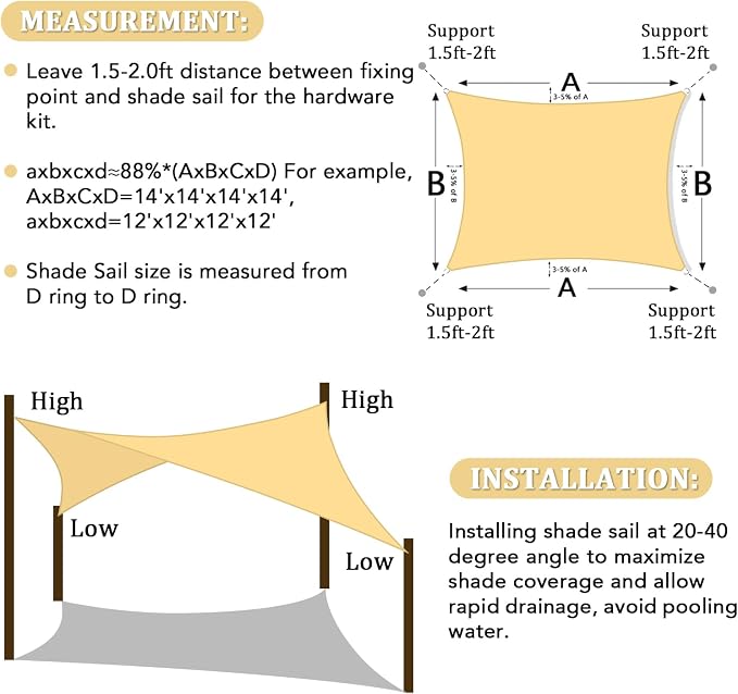 Shade&Beyond 6'x8' Sun Shade Sail Canopy Rectangle, UV Block Breathable Curved - Image 6