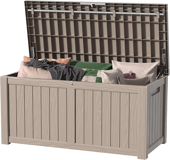 DRATO 150 Gallon Deck Boxes Outdoor Waterproof, Lockable Outdoor Storage Box by DRATOprovidesawarmandcozy