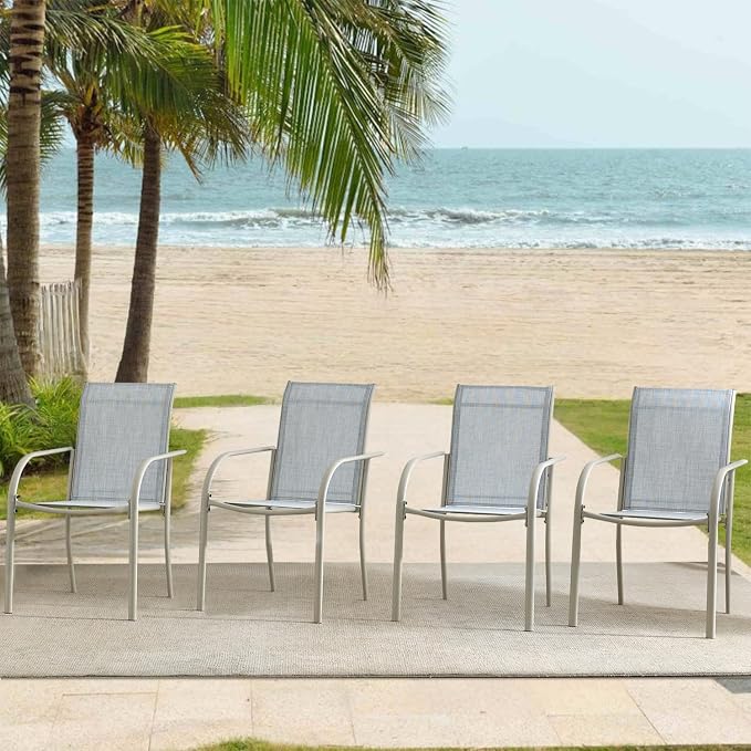 Outdoor Dining Chairs Set of 4, Stackable Patio Chairs by Seekverse