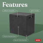Keter City 30 Gal Outdoor Storage Box and Patio Side Table | Grey, Weatherproof - Image 3