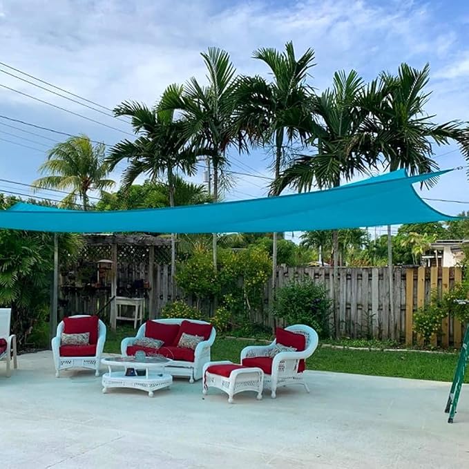 Quictent Sun Shade Sail for Patio w/Hardware Kit 185GSM 20x20ft Turquoise | - Image 8