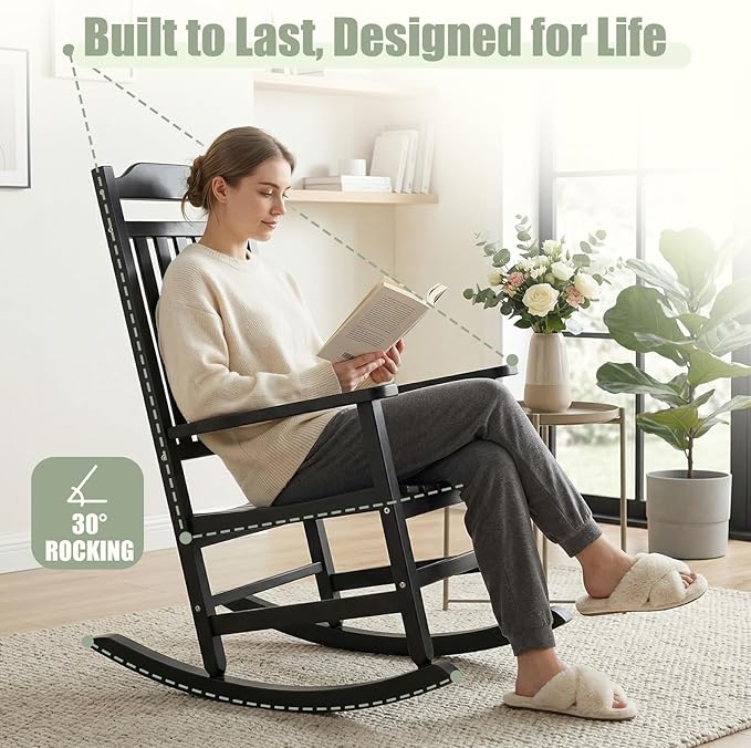 Outdoor Rocking Chair, All Weather Rocking Chair Ergonomic | Sturdy & - Image 4