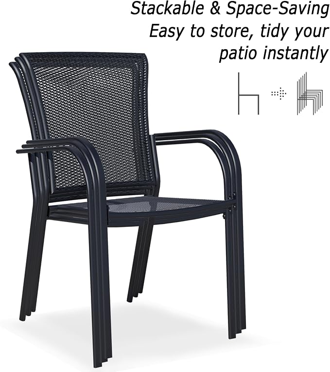 Patio Dining Chairs Set of 6, Metal Mesh Patio Furniture Set - Image 5