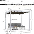 PURPLE LEAF White Pergola 10' x 10' Metal Frame Retractable Canopy, Higher - Image 7