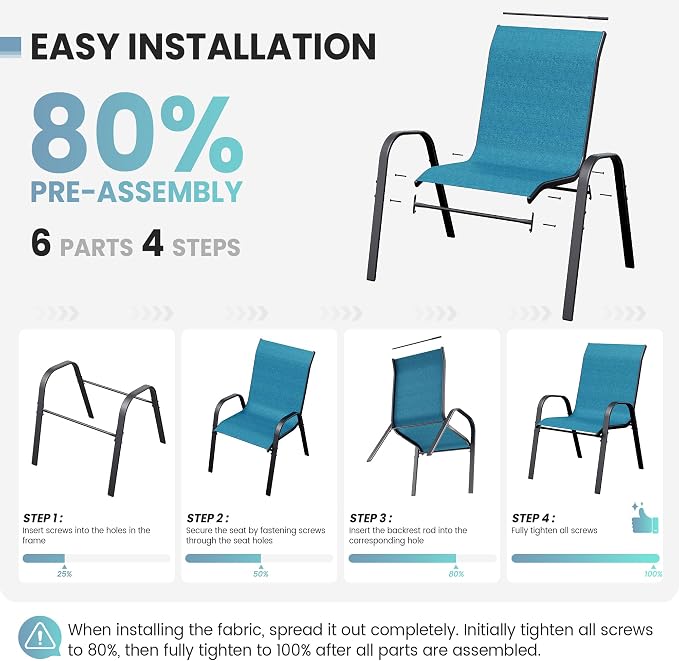 Patio Dining Chairs Set of 4, Stackable Dining Chairs High Back, Breathable - Image 7