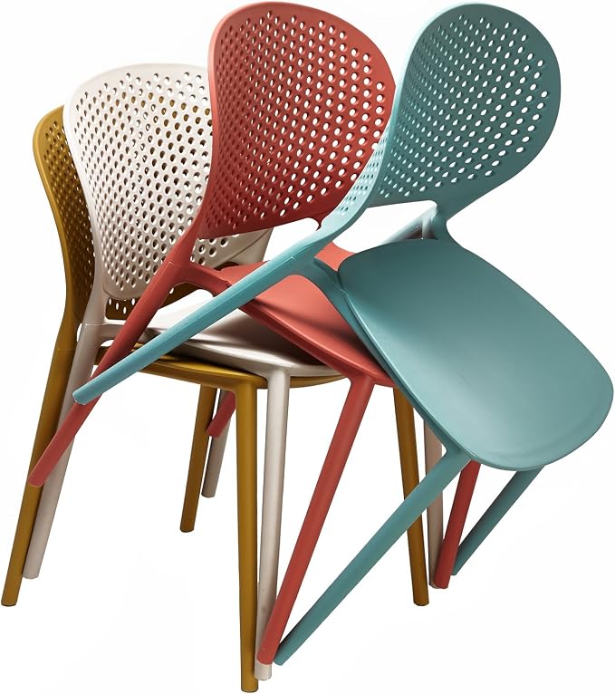 2xhome Set of 3 Patio Dining Chairs | Modern Stackable Outdoor Pool Side Chair - Image 4