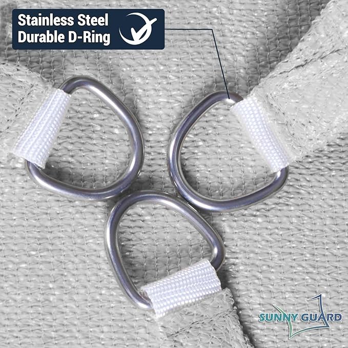 SUNNY GUARD Custom Size 9'x14' Silver Grey Sun Shade Sail Rectangle UV Block - Image 6