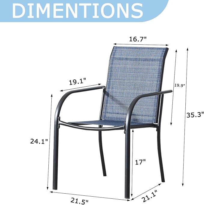 Stackable Patio Chairs Set of 8, Outdoor Dining Chairs - Image 2