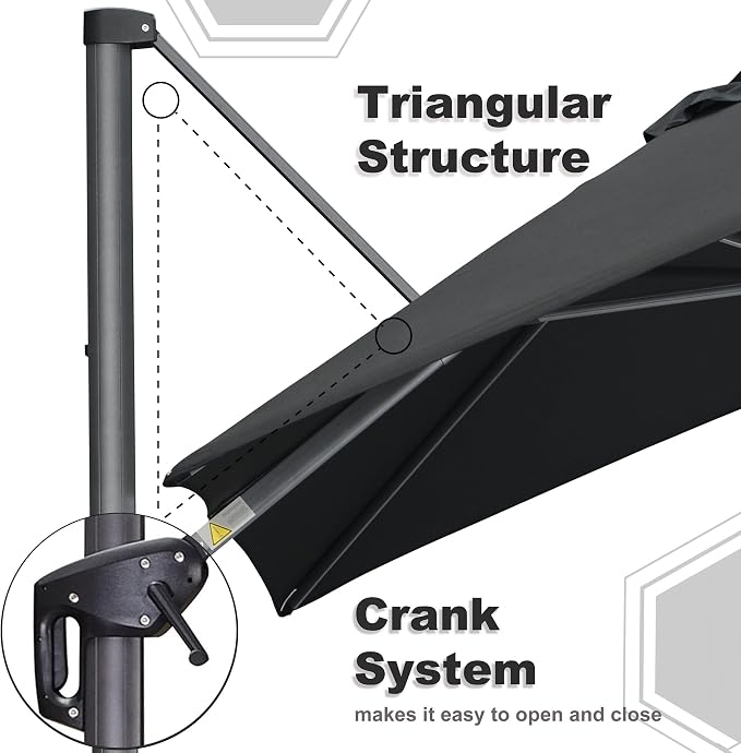 PURPLE LEAF Patio Cantilever Umbrella 10' x 13' Large Space - Image 4