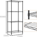 M MZG 4 Tiers Shelf Metal Storage Shelves Wire Rack Closet Organizers - Image 3