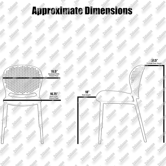 2xhome Set of 3 Patio Dining Chairs | Modern Stackable Outdoor Pool Side Chair - Image 3