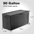 90 Gallon Waterproof Resin Outdoor Storage Box, Lockable Deck Storage Container - Image 2