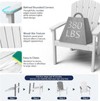 Compact Stackable Adirondack Chairs, All Weather HDPE, All-Weather - Image 5