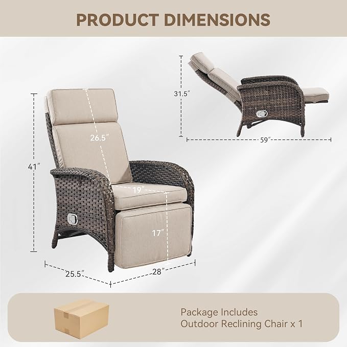 Zero Gravity Wicker Patio Recliner Chair - Image 2