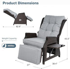 2 Pieces Outdoor Recliner with Adjustable Backrest and Footrest, Light Grey | - Image 2