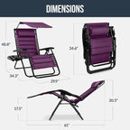 Best Choice Products Oversized Padded Zero Gravity Chair w/Canopy Headrest Cup - Image 2