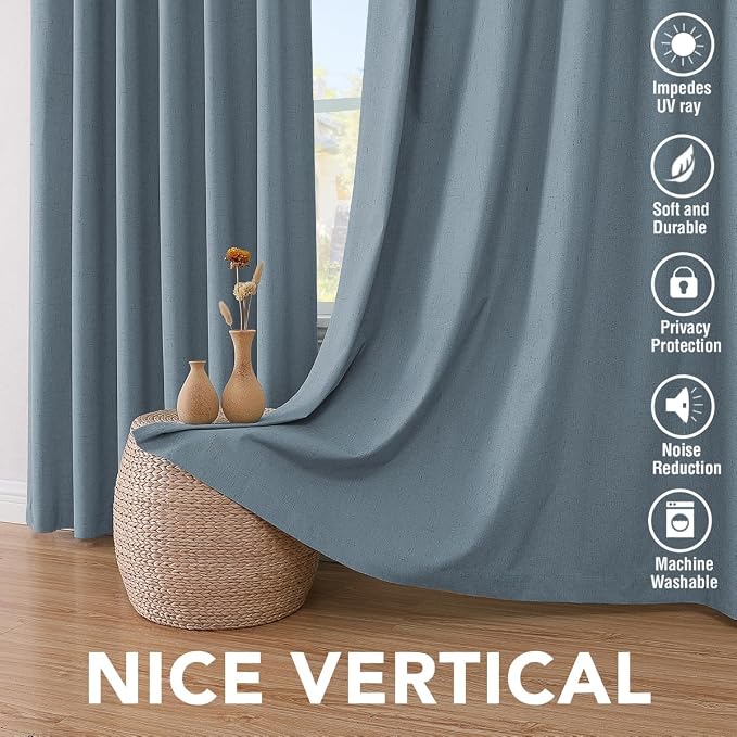 H.VERSAILTEX Linen Blackout Curtains 72 Inches Long 100% Blackout Thermal - Image 7
