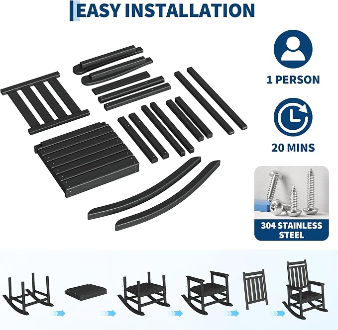 HDPE Rocking Chair Outdoor Set of 2 - Image 6