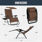 Best Choice Products Oversized Padded Zero Gravity Chair w/Canopy Headrest Cup - Image 2