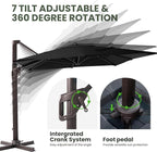 9' X 12' Cantilever Patio Umbrella Rectangular Outdoor Umbrellas | Heavy Duty - Image 4