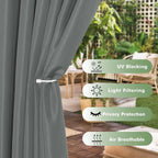 HolidayIdeas Outdoor Curtains for Patio Waterproof 6 Pcs 54x84 Inch Grey | - Image 3