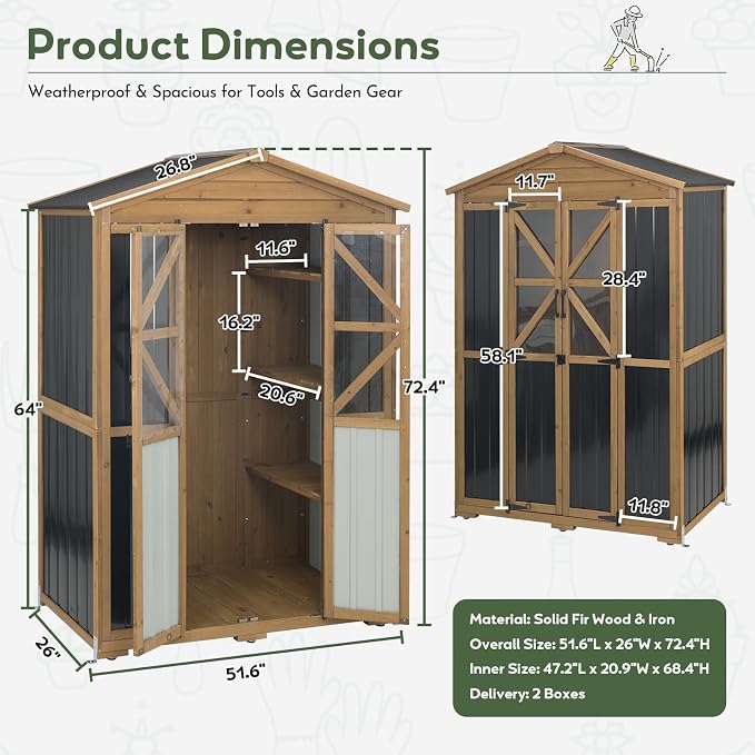 Outdoor Storage Cabinet, Weatherproof Garden Shed - Image 6
