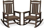 Oversized Outdoor Rocking Chair Set of 2, HDPE Porch Rocker, Coffee | by KINGYES