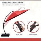 Outdoor Patio Umbrella with Base included, 12 FT Deluxe Curvy Cantilever - Image 6