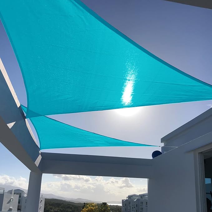 SUNNY GUARD Custom Size 15'x18'x23.4' Triangle Turquoise Blue UV Block Sunshade by SUNNYGUARD