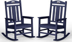 Oversized Outdoor Rocking Chairs, HDPE Patio Rockers, Deep Navy Blue | High by CIOKEA