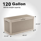 PatioZen 120 Gallon Resin Deck Box, Lockable Patio Outdoor Storage Box - Image 5