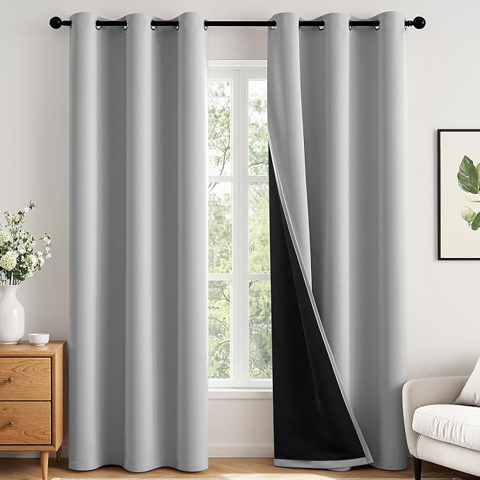 MIULEE Light Grey 90 Inch 100% Blackout Curtains by MIULEE