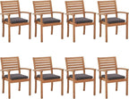 Stackable Patio Dining Chairs Set of 8, Dark Grey | Outdoor Acacia Wood Chairs by OCOrange-Casual