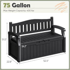 Homall 75 Gallon Outdoor Storage Benches Lockable Deck Box Waterproof | UV - Image 3