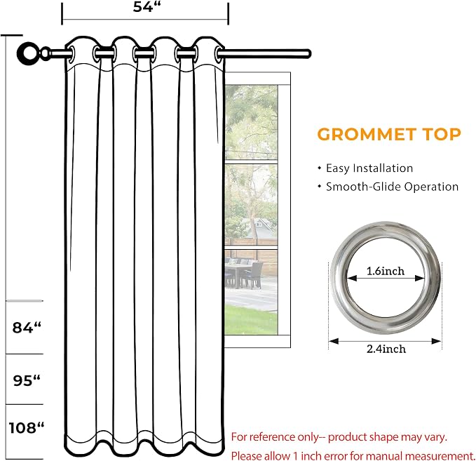 Set of 2 Outdoor Curtains for Patio Waterproof, Breathable Grommet Panels for - Image 8