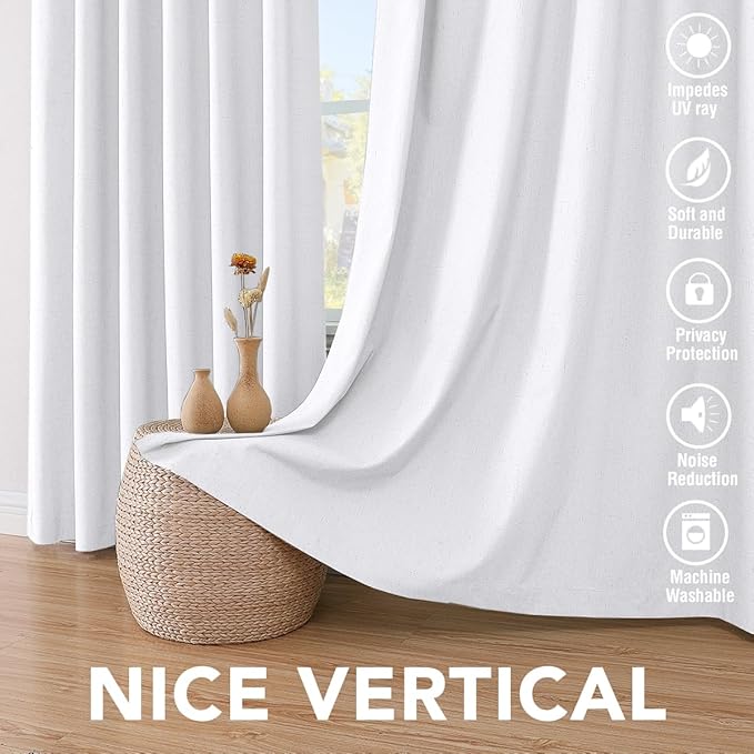 H.VERSAILTEX Primitive Linen Curtains 100% Blackout Curtain Drapes Burlap - Image 7