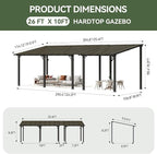 Aoxun 26’x10’ Gazebo with Aluminum Frame & Polycarbonate Panel, Outdoor Patio - Image 2