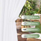 HolidayIdeas Outdoor Curtains for Patio Waterproof 8 Pcs 54x84 Inch White | - Image 3