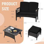 Patio Furniture Set Outdoor Rattan Chair Wicker Sofa Garden Conversation Bistro - Image 2