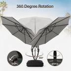 Outdoor Patio Umbrella with Base included, 12 FT Deluxe Curvy Cantilever - Image 5