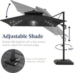 Best Choice Products 12x12ft LED Cantilever Patio Umbrella w/Base Included & - Image 5