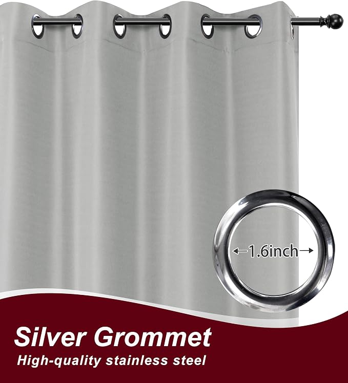 Grommet Outdoor Curtains for Patio Waterproof 8 Pcs 54x120 In Silver Grey | - Image 2