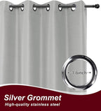 Grommet Outdoor Curtains for Patio Waterproof 8 Pcs 54x95 In Silver Grey | - Image 2