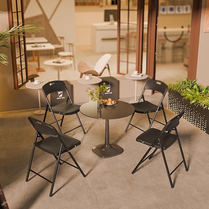 Bonnlo 8-Pack Black Plastic Folding Chairs, Portable Seat - Image 8
