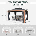 10'x13' Hardtop Gazebo, Galvanized Steel Double Roof - Image 3