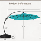 Outdoor Patio Umbrella with Base, 12 FT Deluxe Curvy Cantilever Umbrella Heavy - Image 3