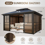 12x14 Sunroom Gazebo, Enclosed Outdoor Solarium - Image 2