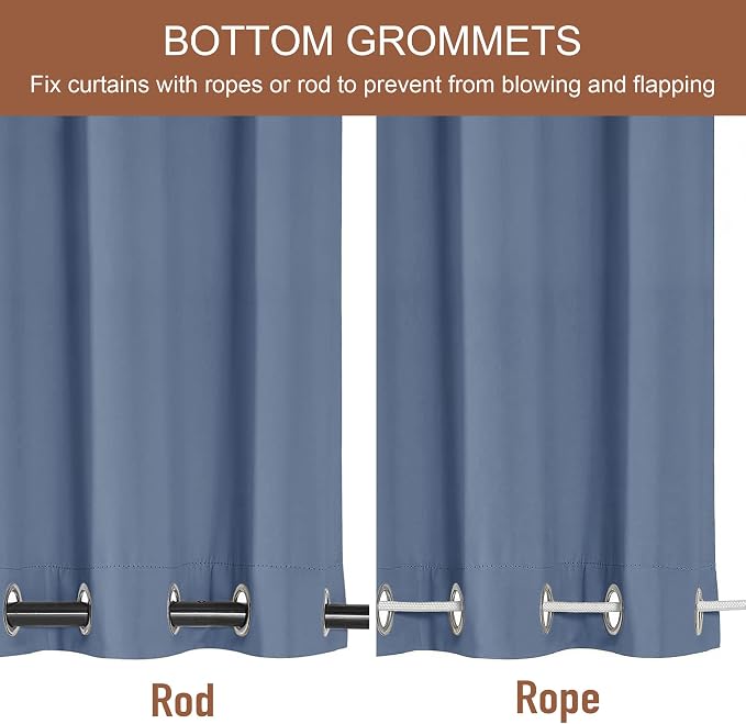 RYB HOME Extra Wide Outdoor Curtains 2 Panels or Patio Waterproof | Blackout - Image 3