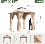 Aoxun 8x8FT Metal Frame Outdoor Gazebo, Khaki | UPF50+ Protection 50×50mm - Image 7