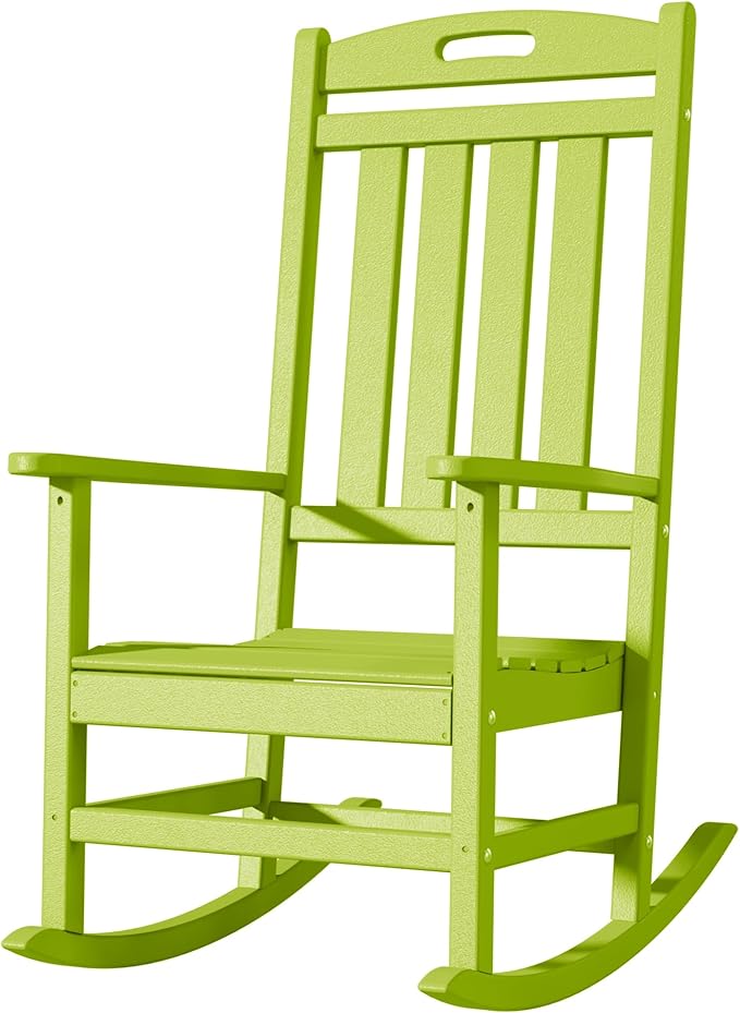 Outdoor Rocking Chair, All-Weather Resistant Poly Lumber Rocker Chair Outdoor by Adiromoti